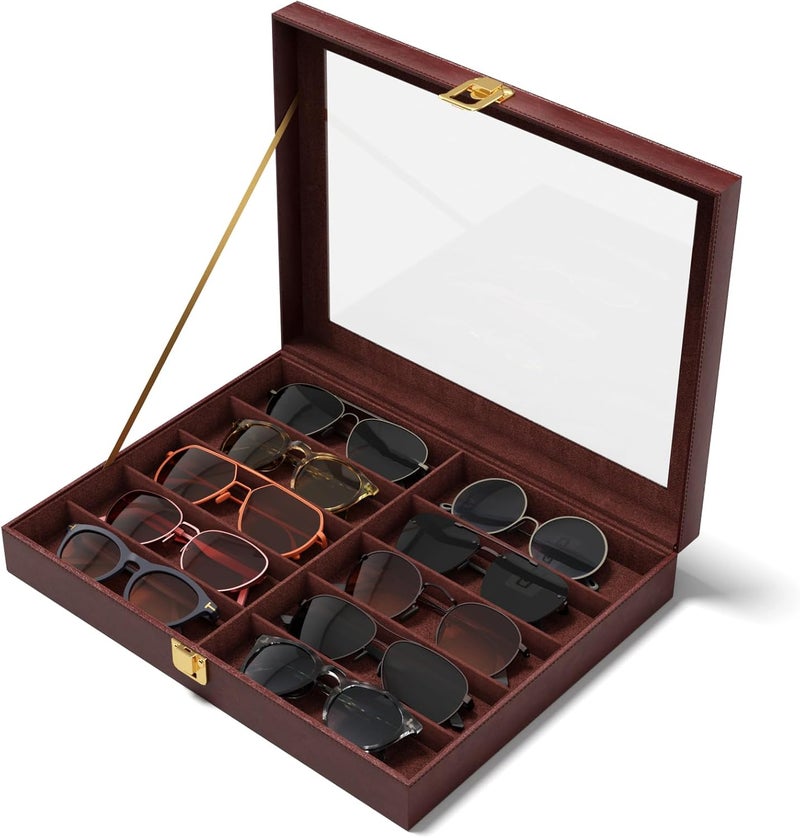 NEWLOOP Store 10/30 Slots Sunglass Organizer for Multiple Pairs of Eyeglass See-through Display Case Storage Box for Women Men - Image 1